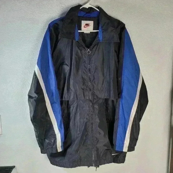 Nike Vintage 90s Black Blue Jacket Size XL White Tag - Picture 1 of 8